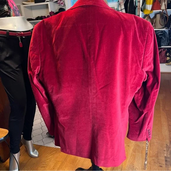Adolfo Red Velvet Sport Coat with Notched Lapels - Picture 8 of 11
